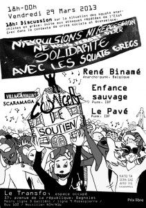 Vendredi 29 mars: Concert de soutien aux squats en Grèce