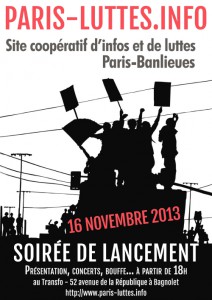 Samedi 16 novembre: Soirée de lancement de paris-luttes.info