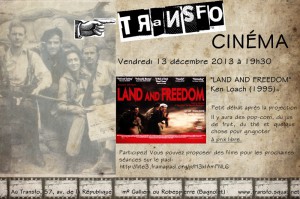 Vendredi 13 décembre: Projection de “Land and Freedom” + discussion
